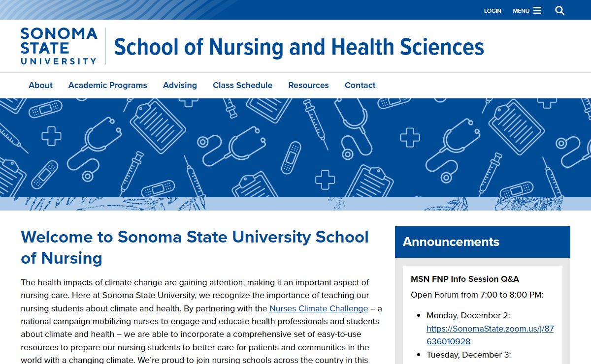 School of Nursing and Health Sciences at Sonoma State University