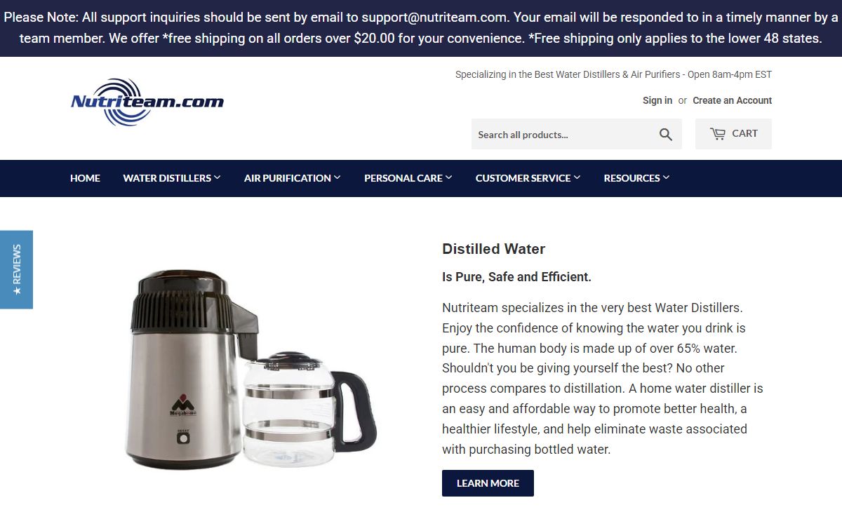 Nutriteam, Specializing In The Best Water Distillers And Air Purifiers – Nutriteam Inc