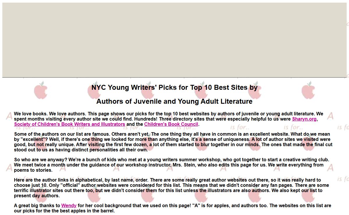 NYC Young Writers' Picks for Best Author Websites