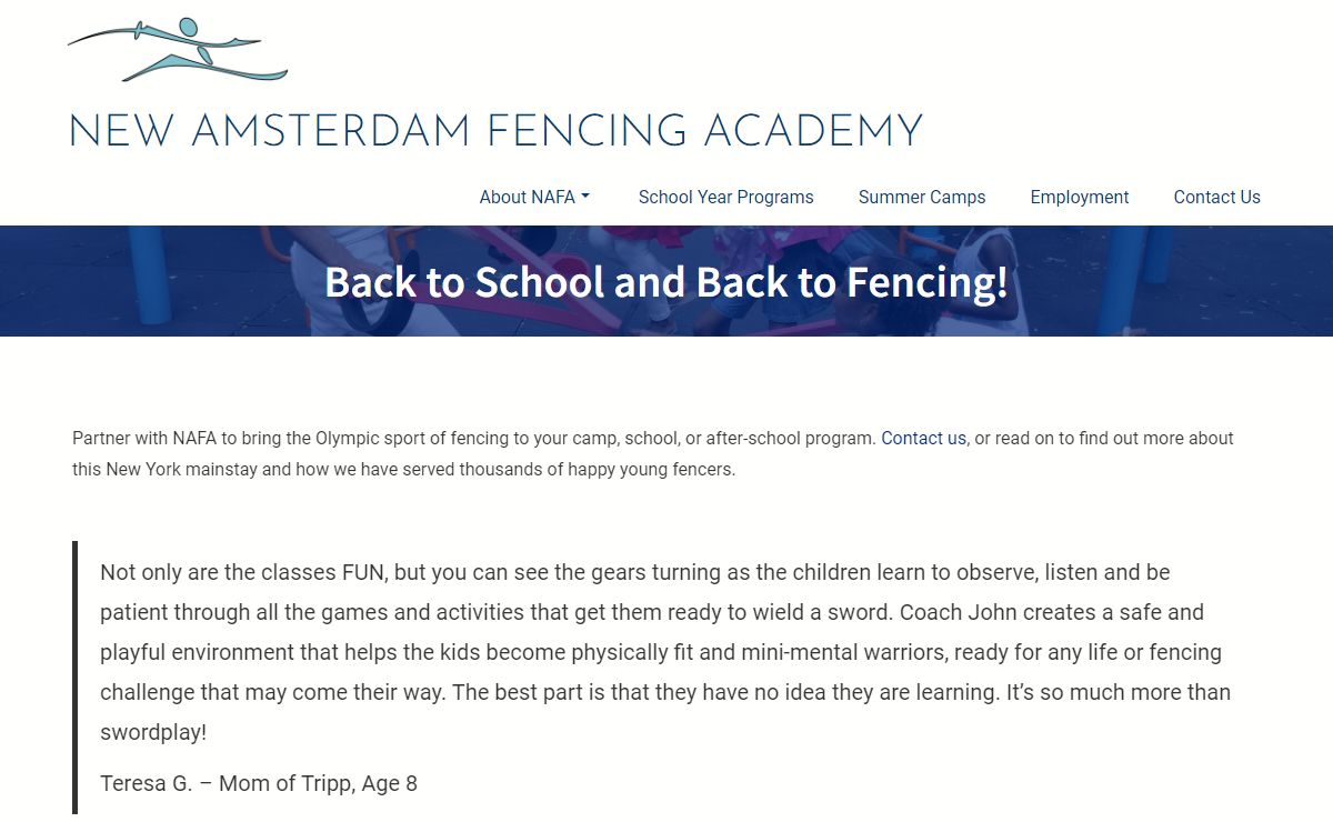 Back to School and Back to Fencing! | New Amsterdam Fencing Academy