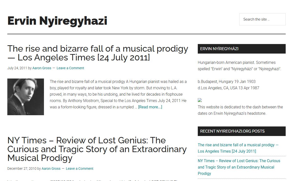 Ervin Nyiregyhazi – Ervin Nyíregyházi: Hungarian-born American pianist. Child prodigy. aka Erwin, Nyiregyházi