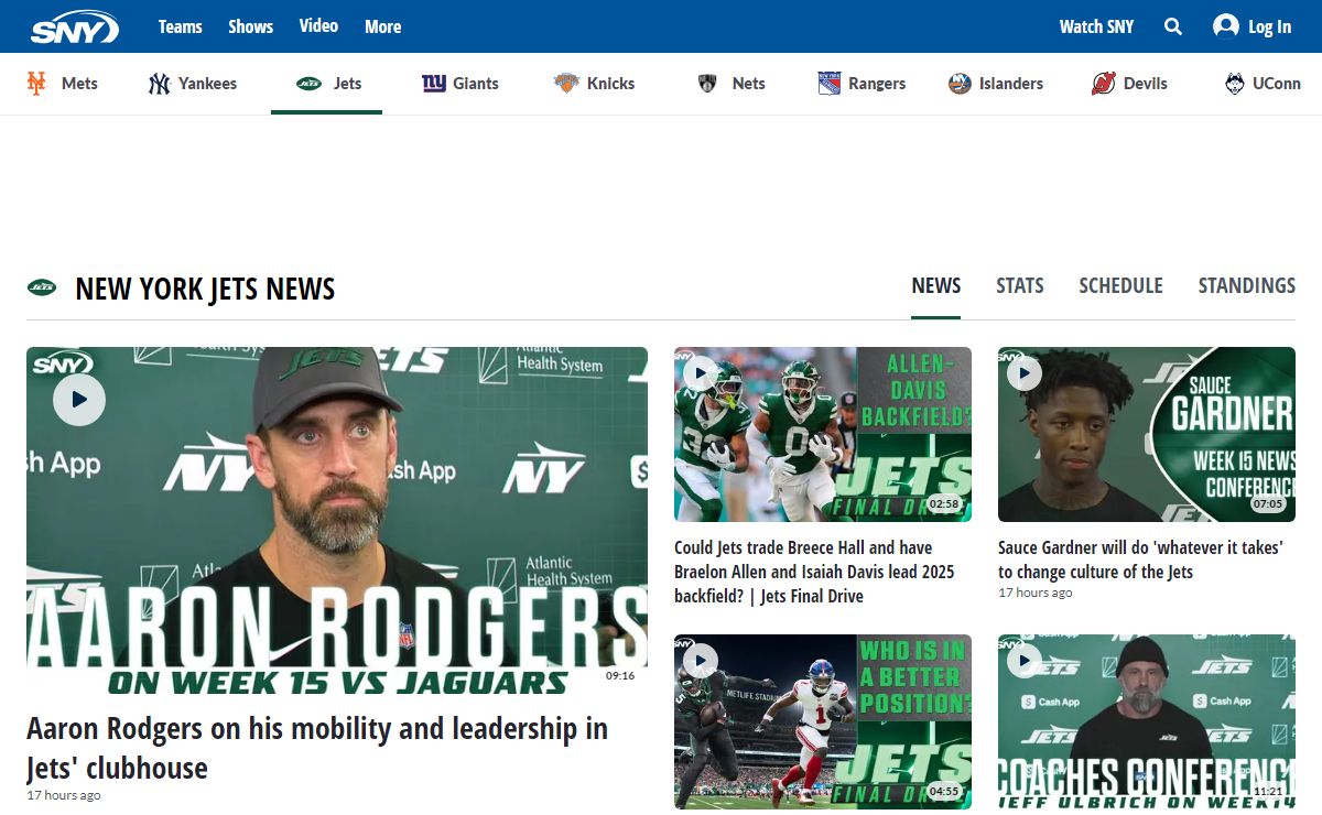 NY Jets NFL Football on SNY: News, Stats, Roster, Schedule