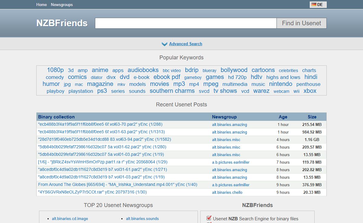 NZBFriends - Nzb Search Engine for Usenet