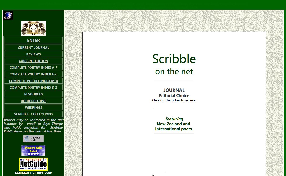 Scribble: Poetry Review, Poems from FidoNet and Internet: NZ e-zine electronic magazine literature