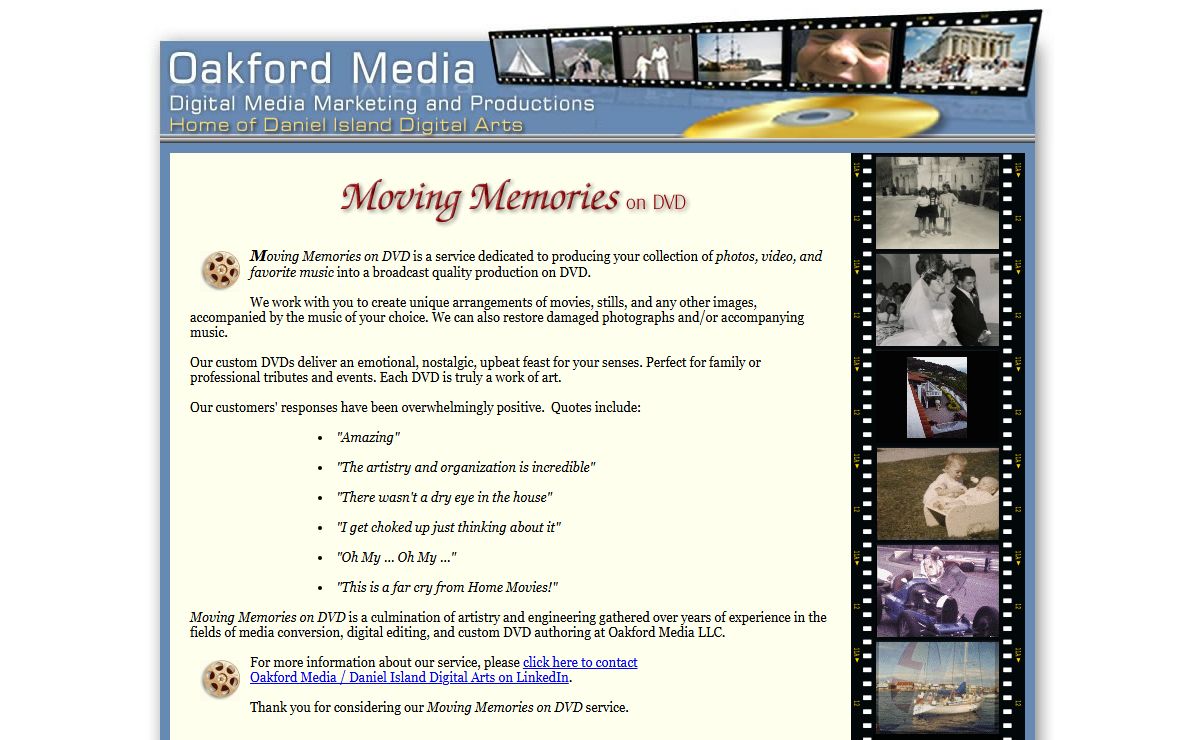 Moving Memories on DVD - Broadcast Quality Production of Your Photos and Videos on Custom DVDs