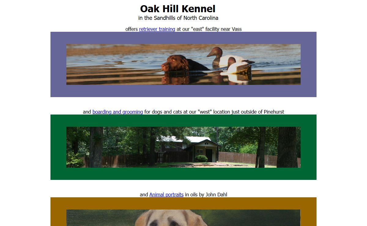 Oak Hill Kennel: Retriever training, dog and cat boarding and grooming