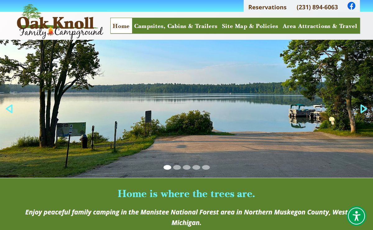 Oak Knoll Family Campground | Peaceful family camping in the Manistee National Forest area in Northern Muskegon County, West Michigan.