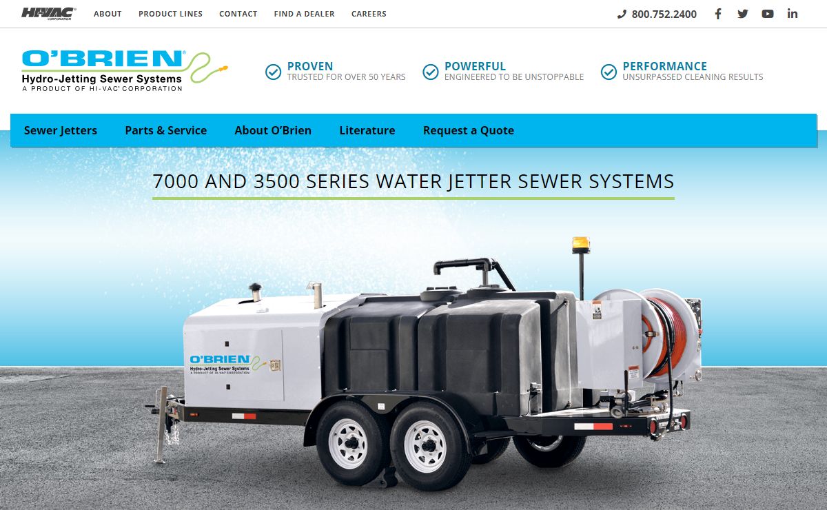 O'Brien Hydro-Jetting Sewer and Vacuum Systems - O'Brien