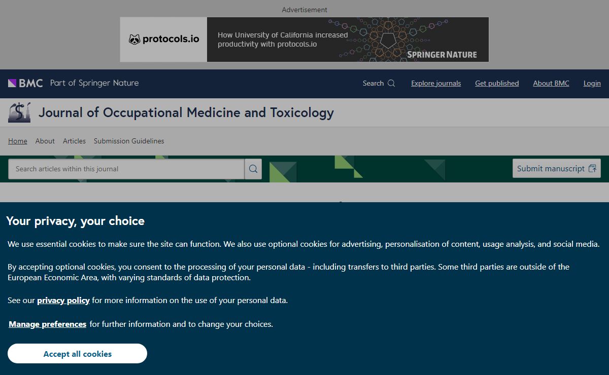 Home page | Journal of Occupational Medicine and Toxicology