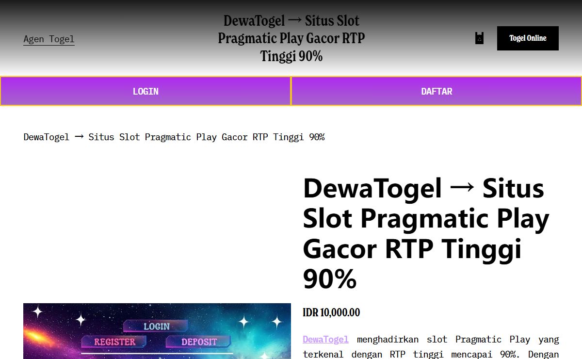 DewaTogel → Situs Slot Pragmatic Play Gacor RTP Tinggi 90%