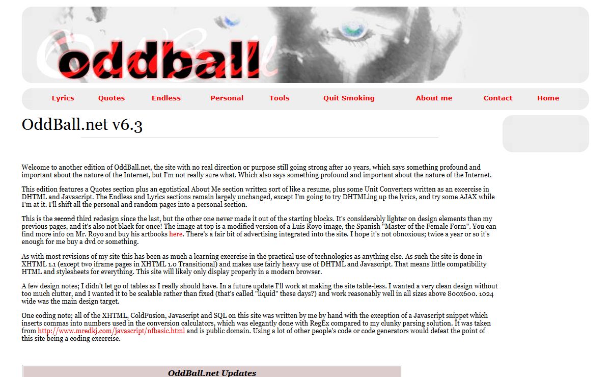 Album Lyrics, Neil Gaiman's Sandman and The Endless, Quit Smoking Tips, Conversion Calculators and more | OddBall.net