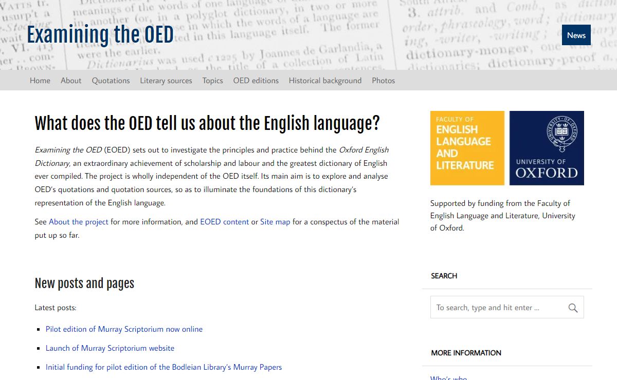 Examining the OED - Oxford English Dictionary Research
