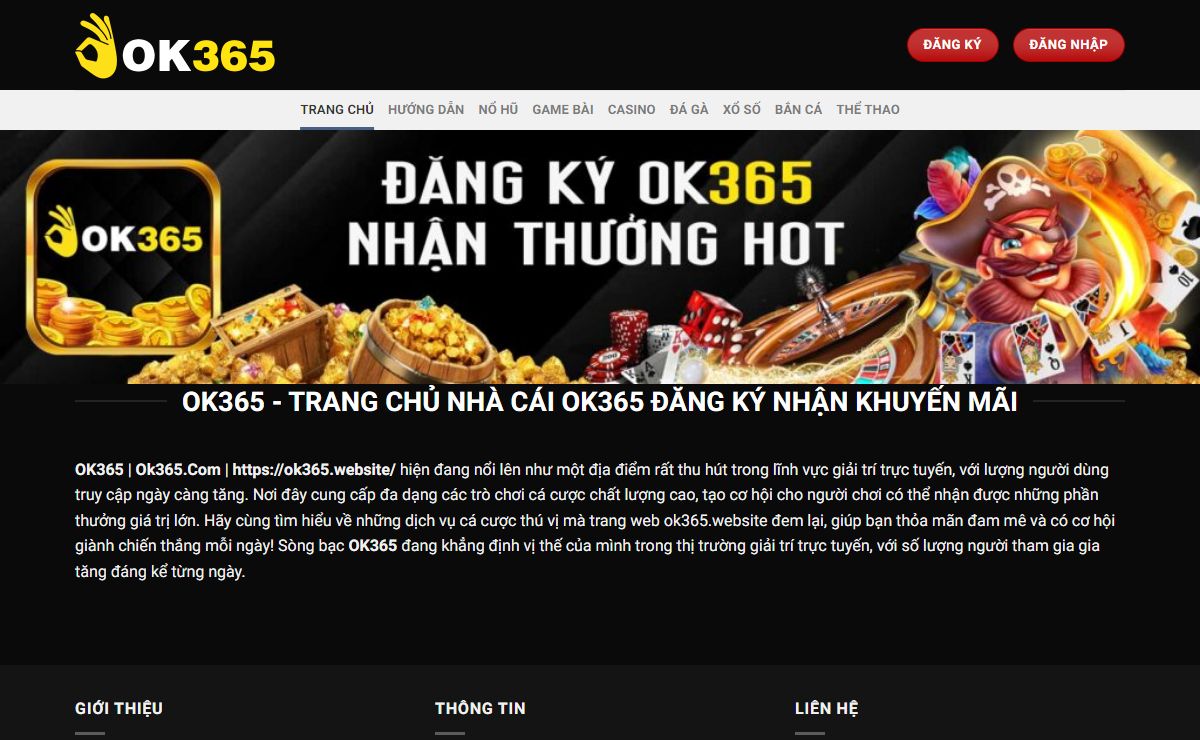 Ok365 - Trang Chủ Nhà Cái Uy Tín Số #1 Việt Nam 2024