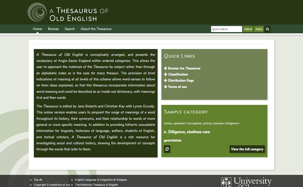 A Thesaurus of Old English :: Home :: Welcome