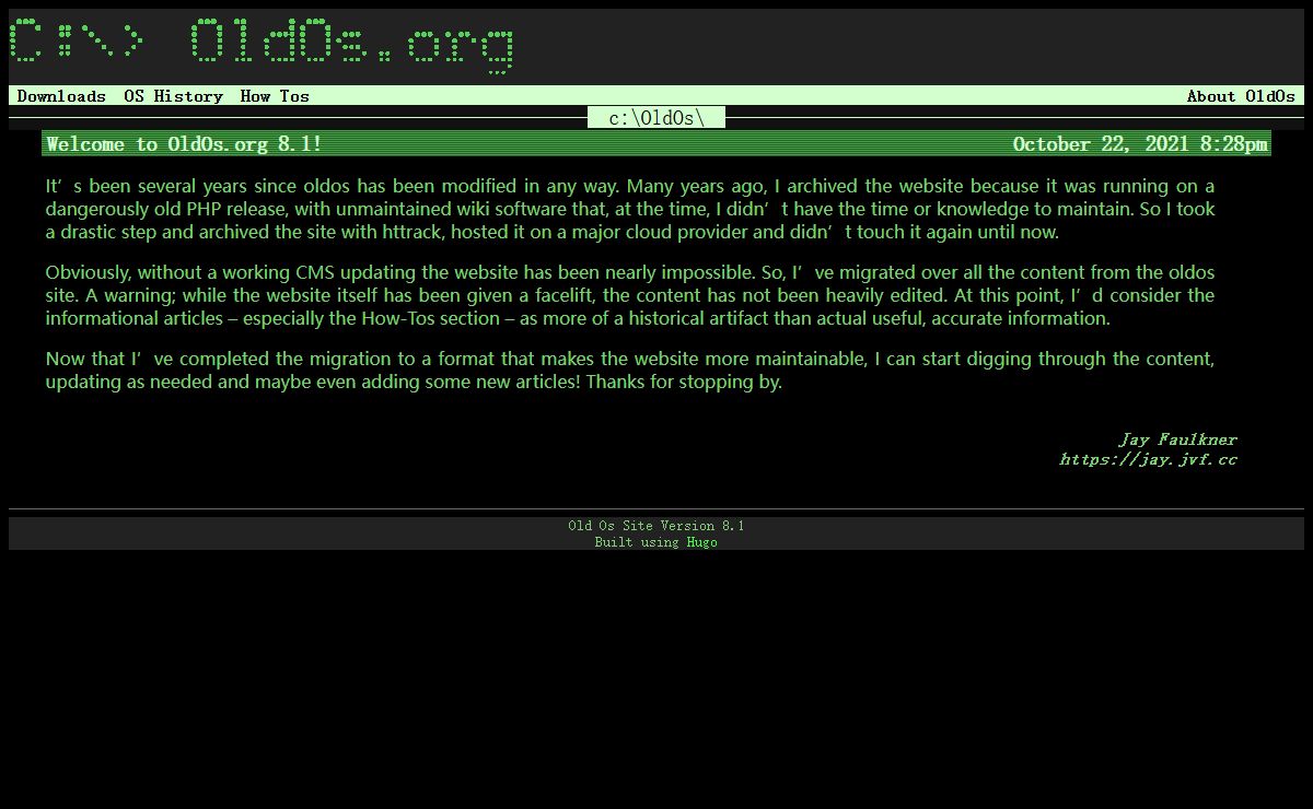 Old Os - Homepage