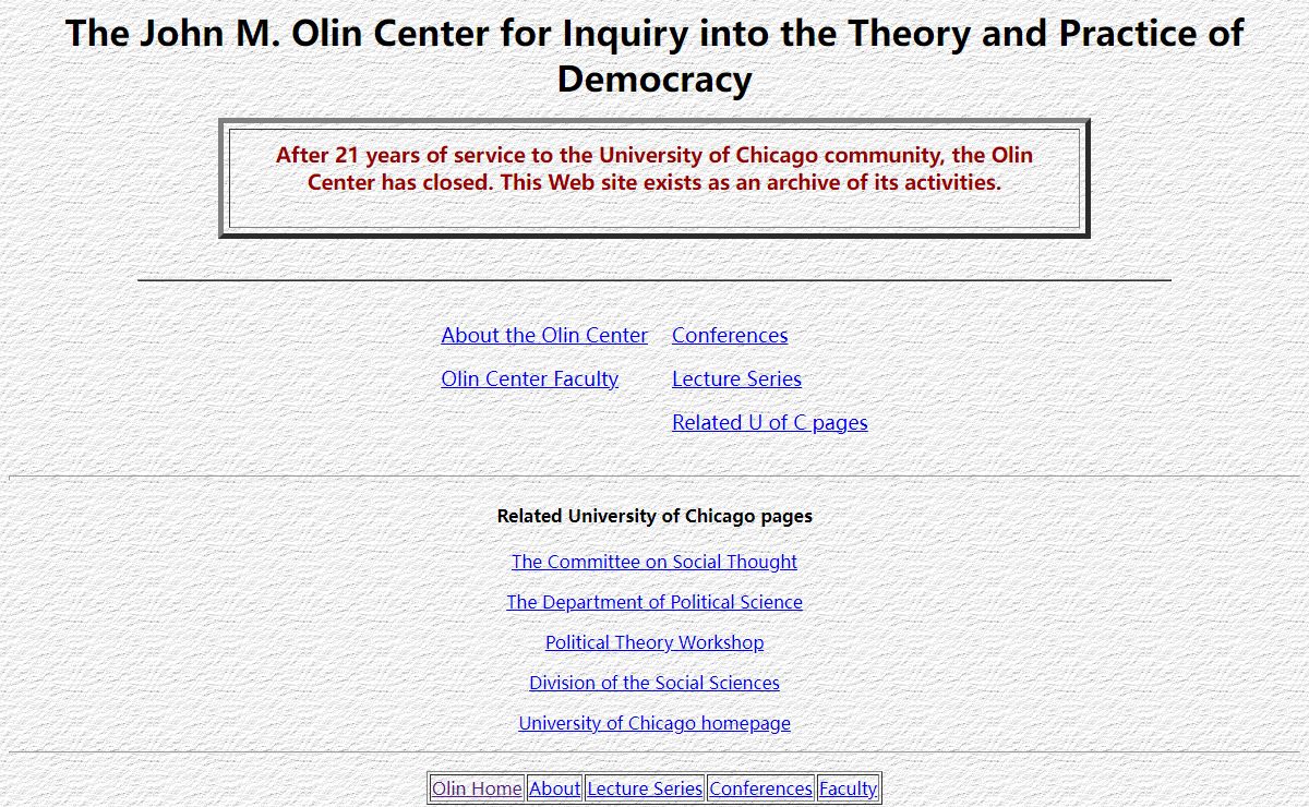Olin Center Homepage, John M. Olin Center for Inquiry into the Theory and Practice of Democracy
