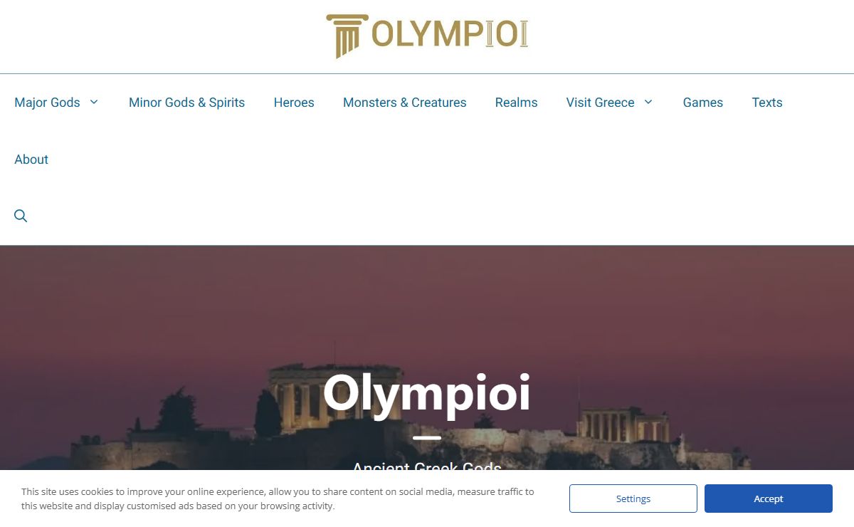 Olympioi | The Ancient Greek Gods | Heroes, Myths & Monsters