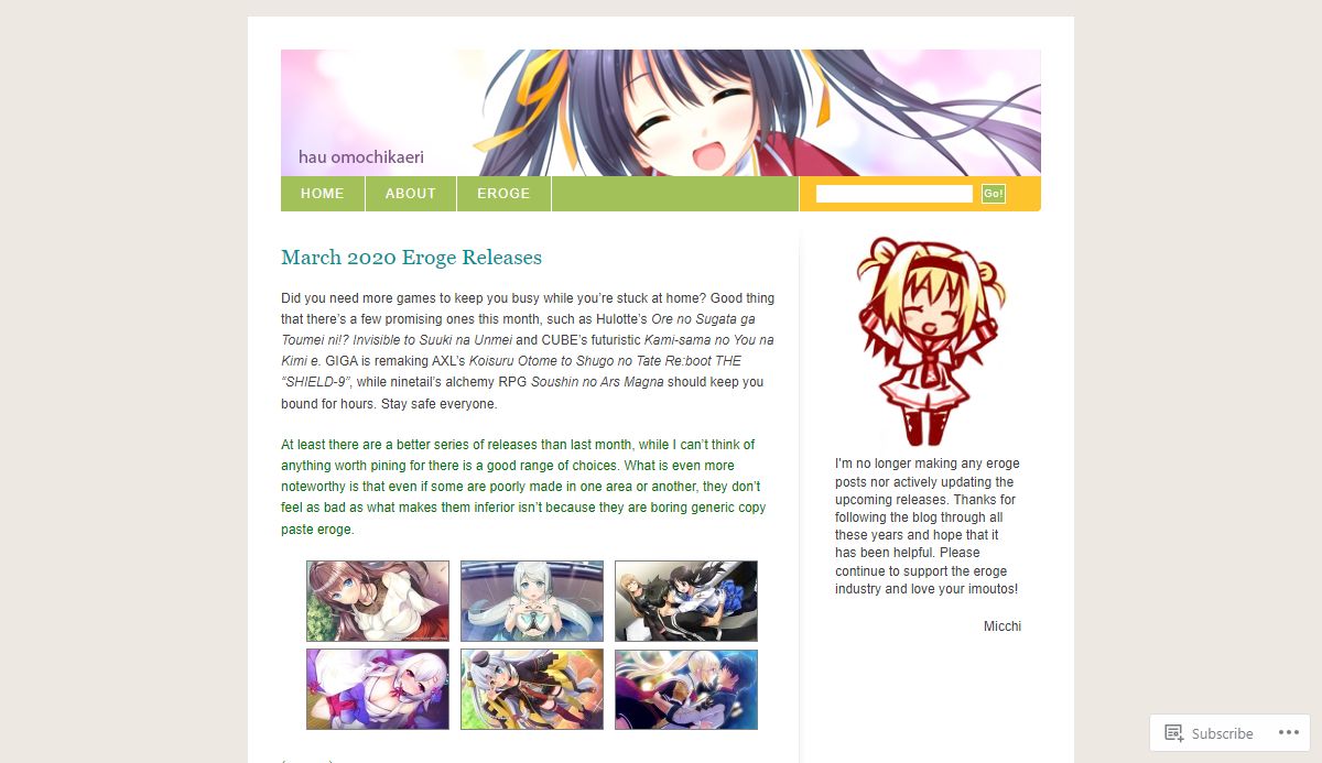 Hau~ Omochikaeri~! | Upcoming eroge info, all ready to go.