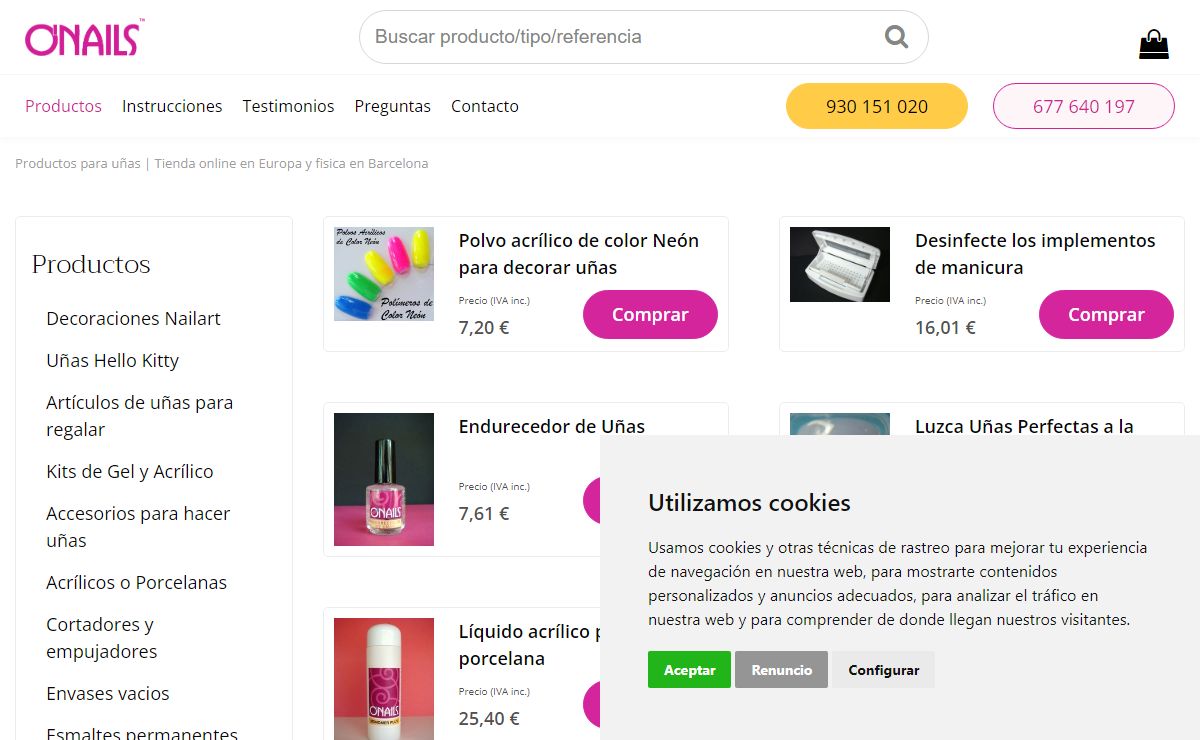 Productos para uñas | Tienda online en Europa y fisica en Barcelona