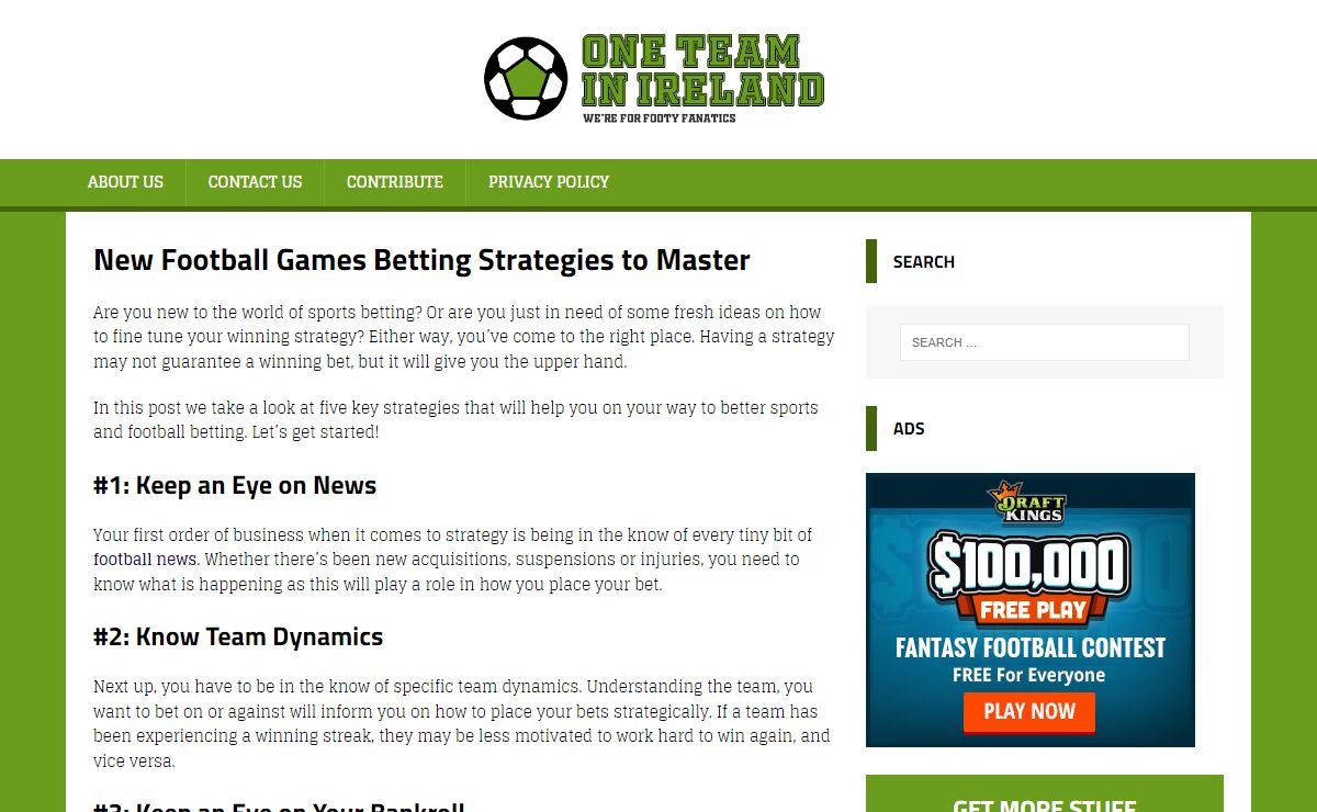 New Football Games Betting Strategies to Master - One Team Ireland