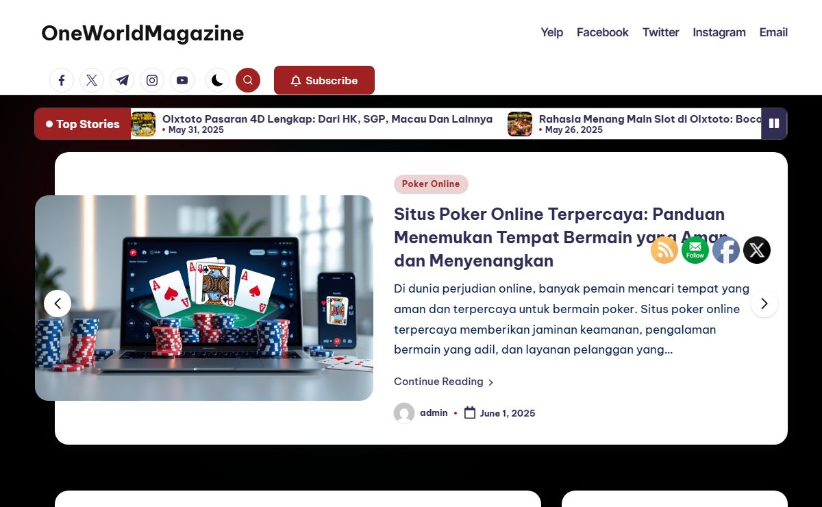 OneWorldMagazine - Informasi Seputaran Judi Online Terupdate Dan Terpercaya