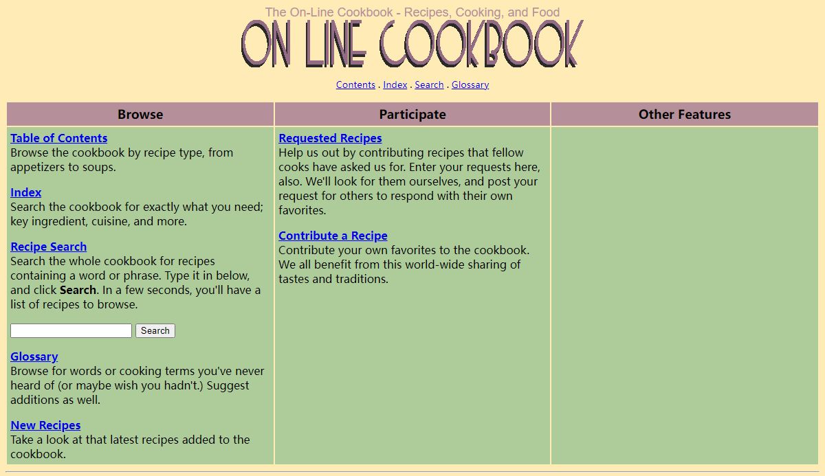 The On-Line Cookbook - Recipes, Cooking, and Food