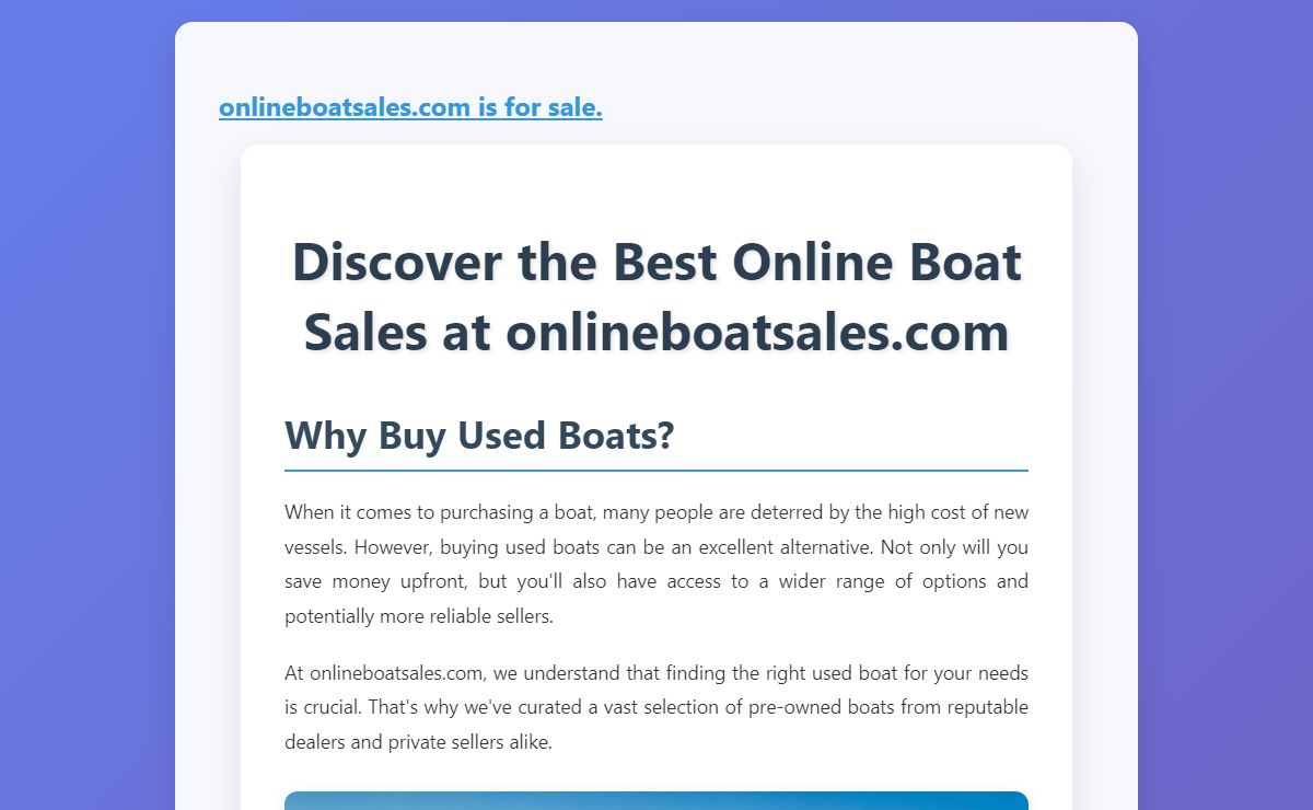 Discover the Best Online Boat Sales at onlineboatsales.com