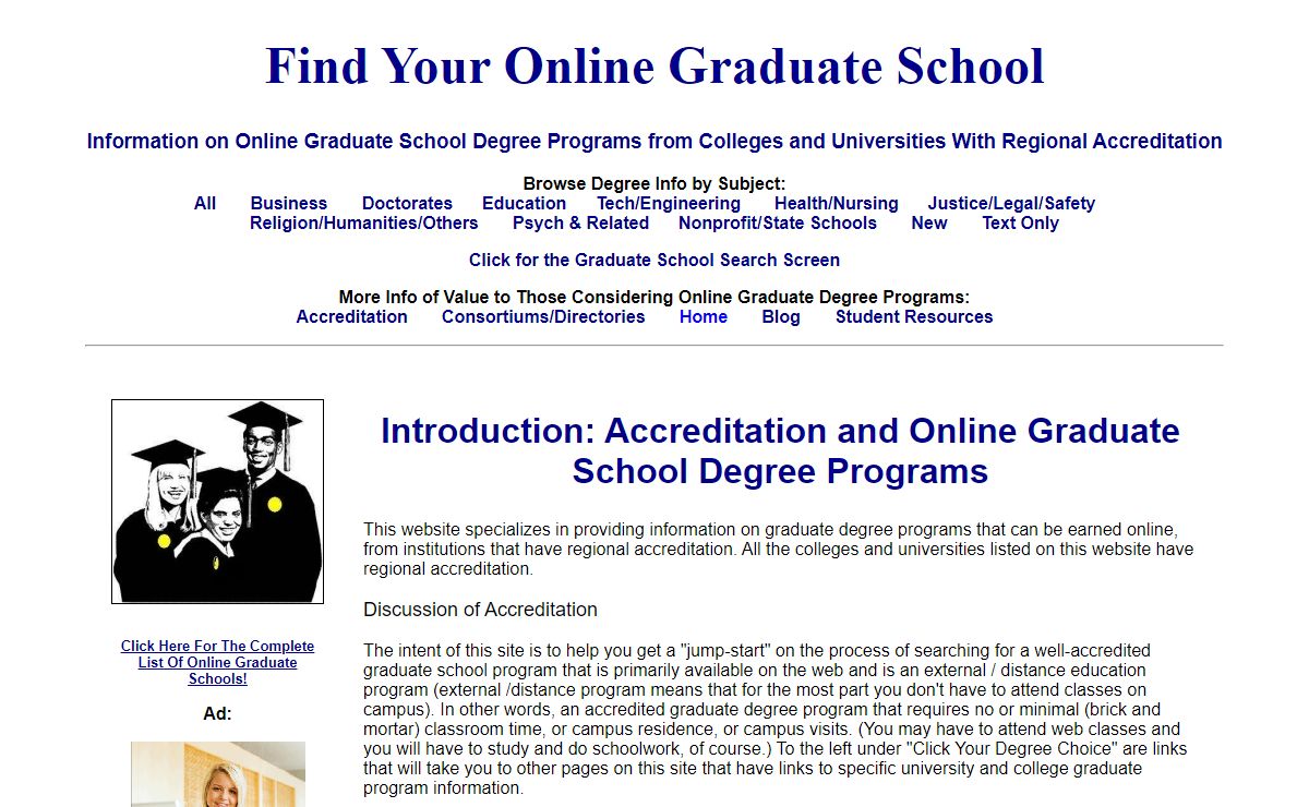 Find Your ONLINE ACCREDITED Graduate School