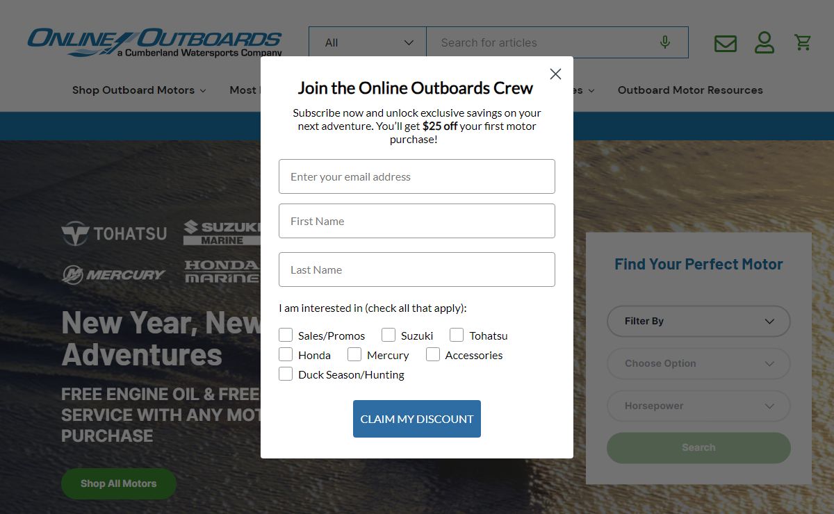 Outboard Motors | Tohatsu, Suzuki, Mercury, & Honda Outboards – OnlineOutboards.com