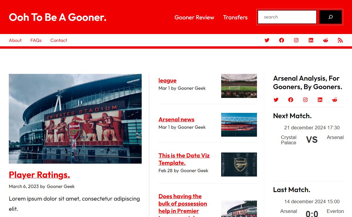Ooh To Be A Gooner. - Arsenal Analysis, For Gooners, By Gooners.