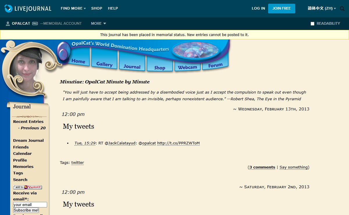Minutiae: OpalCat Minute by Minute — LiveJournal