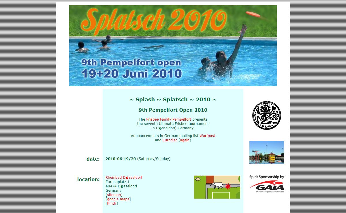 Splash! Splatsch! - 9th Pempelfort Open 2010 - Ultimate Frisbee Tournament in D�sseldorf