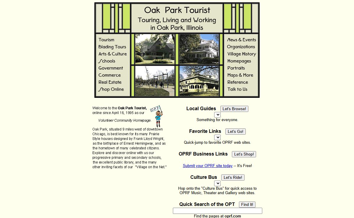 Oak Park Tourist - Touring, Living and Working in Oak Park, Illinois