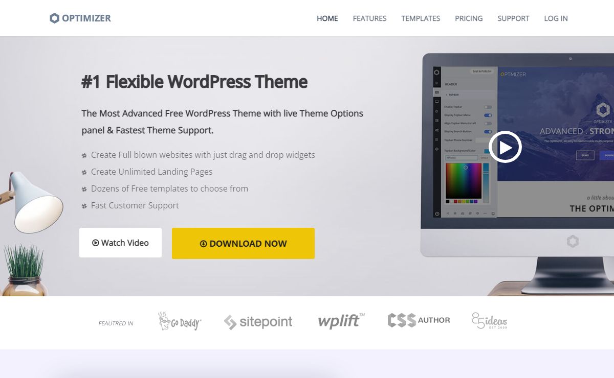 Optimizer WP - Free WordPress Theme for creating amazing WordPress landing page