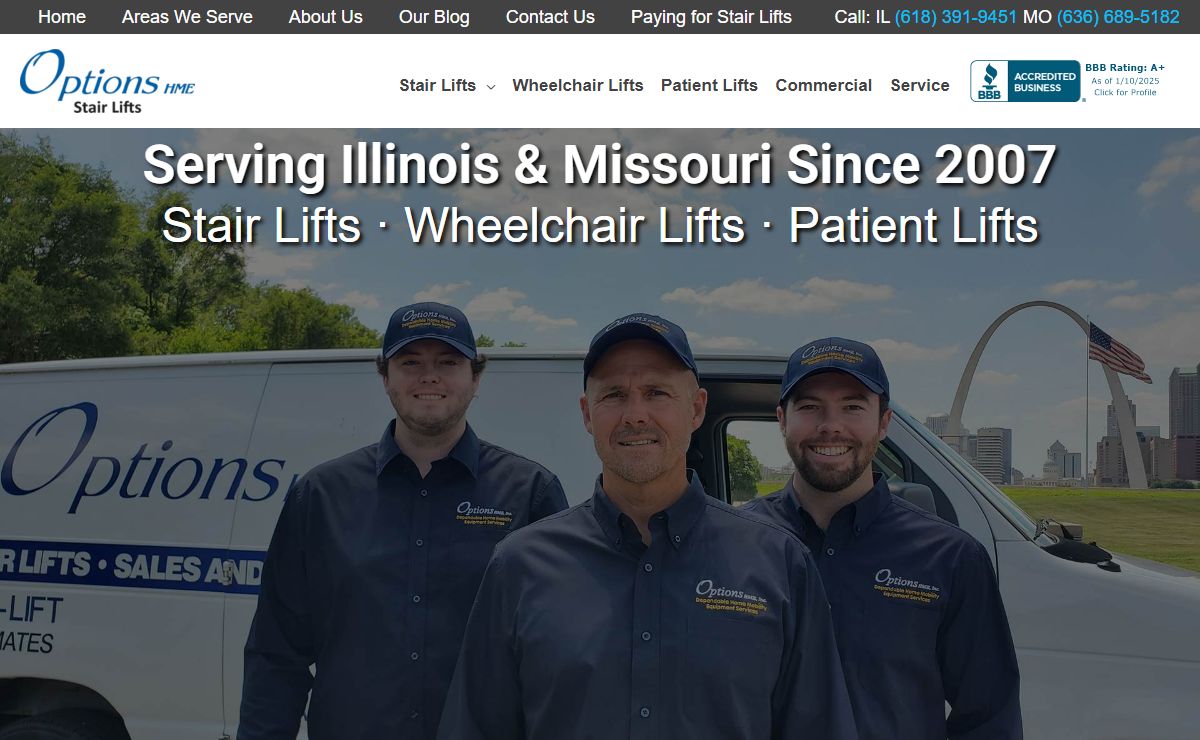 Options HME - Stair Lift & Wheelchair Lift Installation in Southern, IL & St. Louis, MO