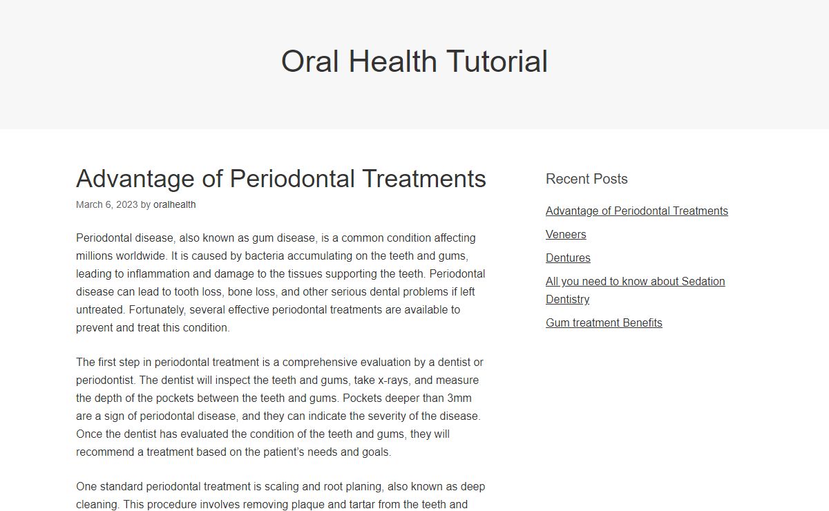 Oral Health Tutorial