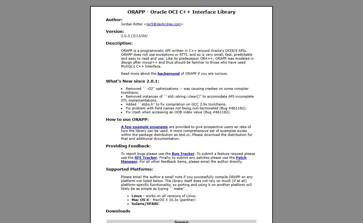 ORAPP - Oracle OCI C++ Interface Library