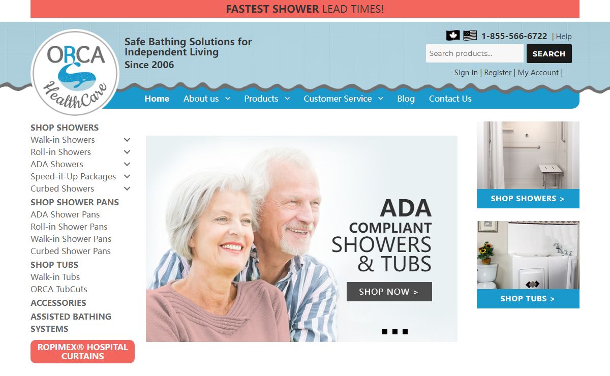 Handicap Showers, ADA Showers, Walk-In Showers | ORCA HealthCare