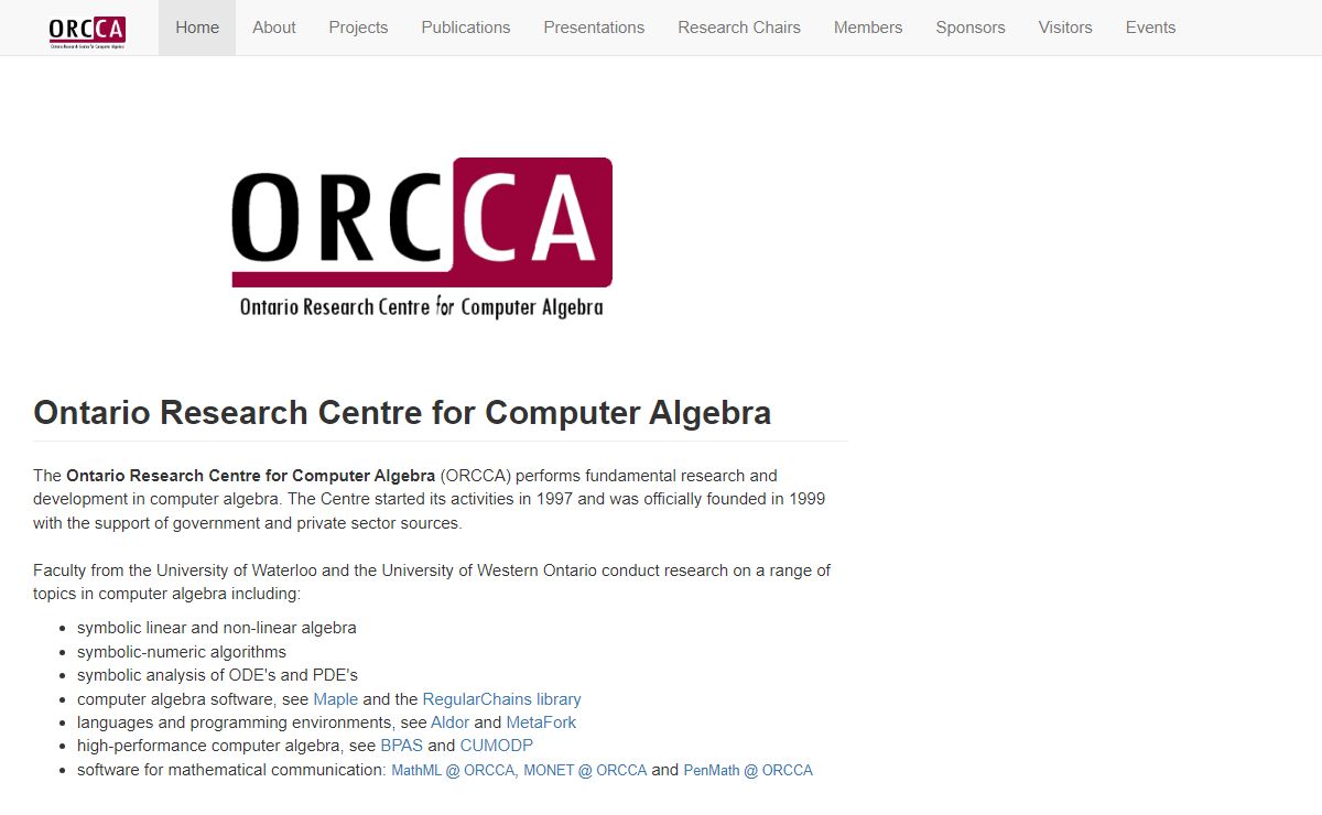 Ontario Research Centre for Computer Algebra - ORCCA