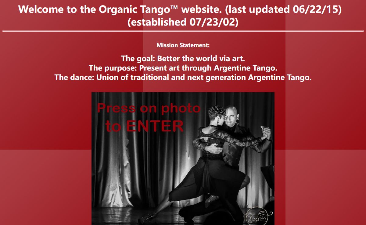 Organic Tango Website, Tango gravitas
