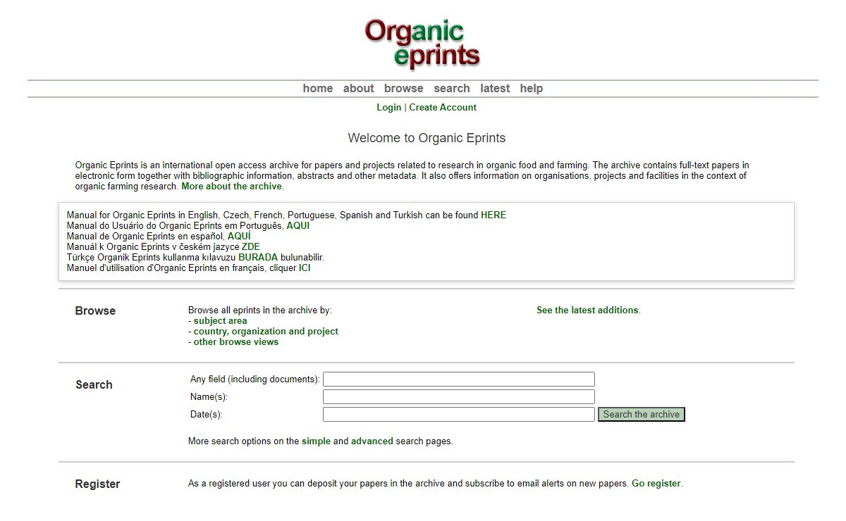 Organic Eprints - Welcome to Organic Eprints