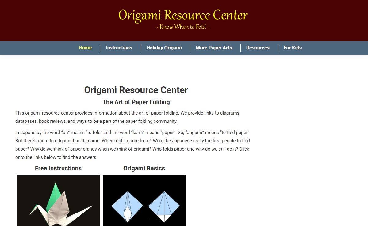 Origami Resource Center | Learn to Make Origami | DIY Free Paper Crafts