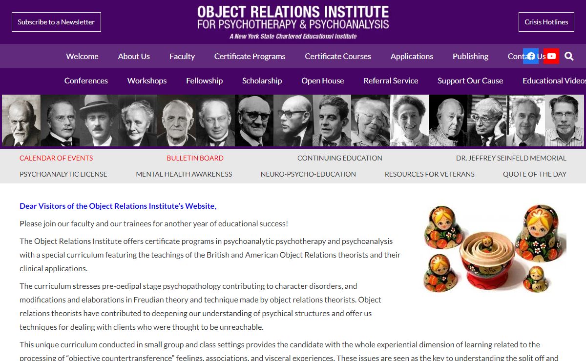 Welcome to the Object Relations Institute for Psychotherapy and Psychoanalysis