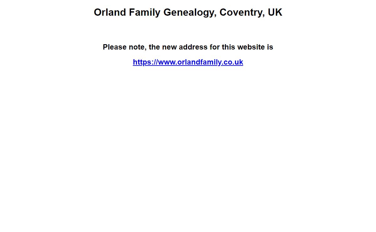 Orland Family Genealogy, Coventry, UK