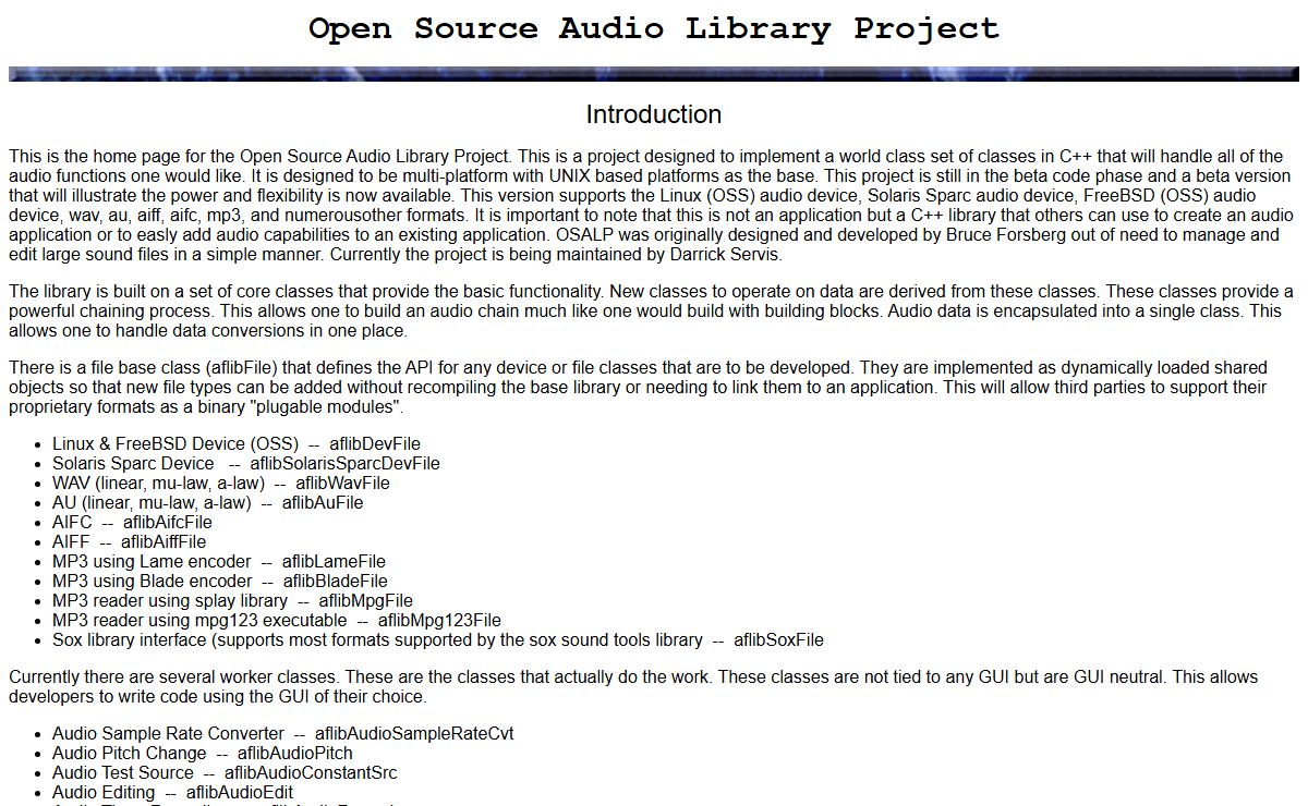 Open Source Audio Library Project