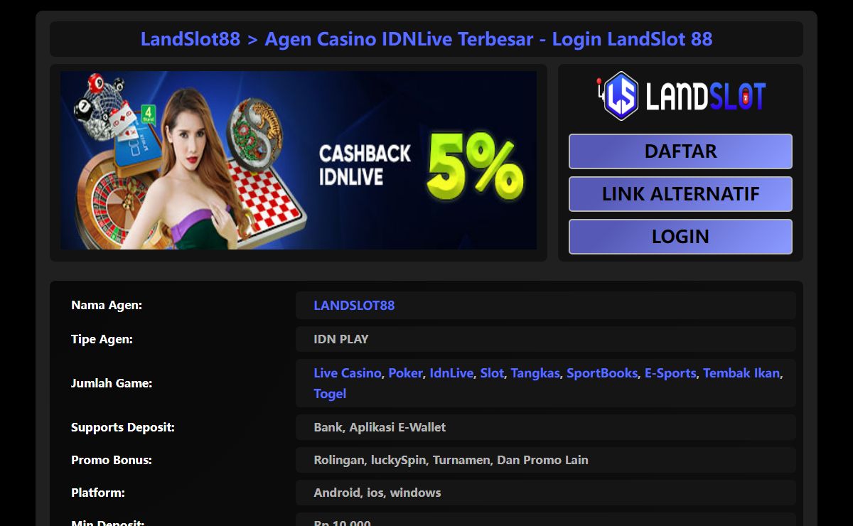 LandSlot88 > Agen Casino IDNLive Terbesar - Login LandSlot 88