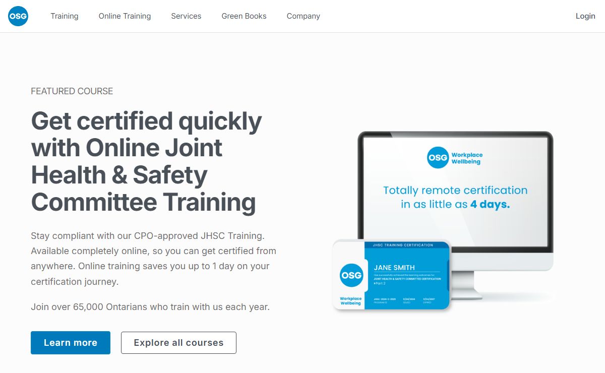 OSG - Workplace Wellbeing | Health & Safety Training | Online | In-Class