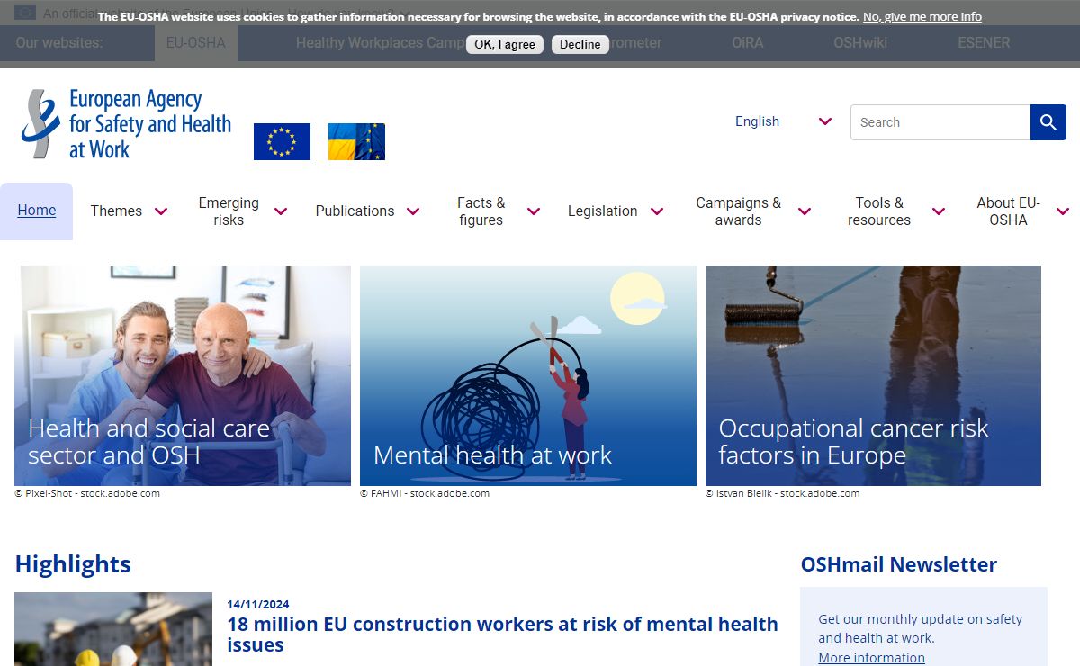 European Agency for Safety & Health at Work - Information, statistics, legislation and risk assessment tools.