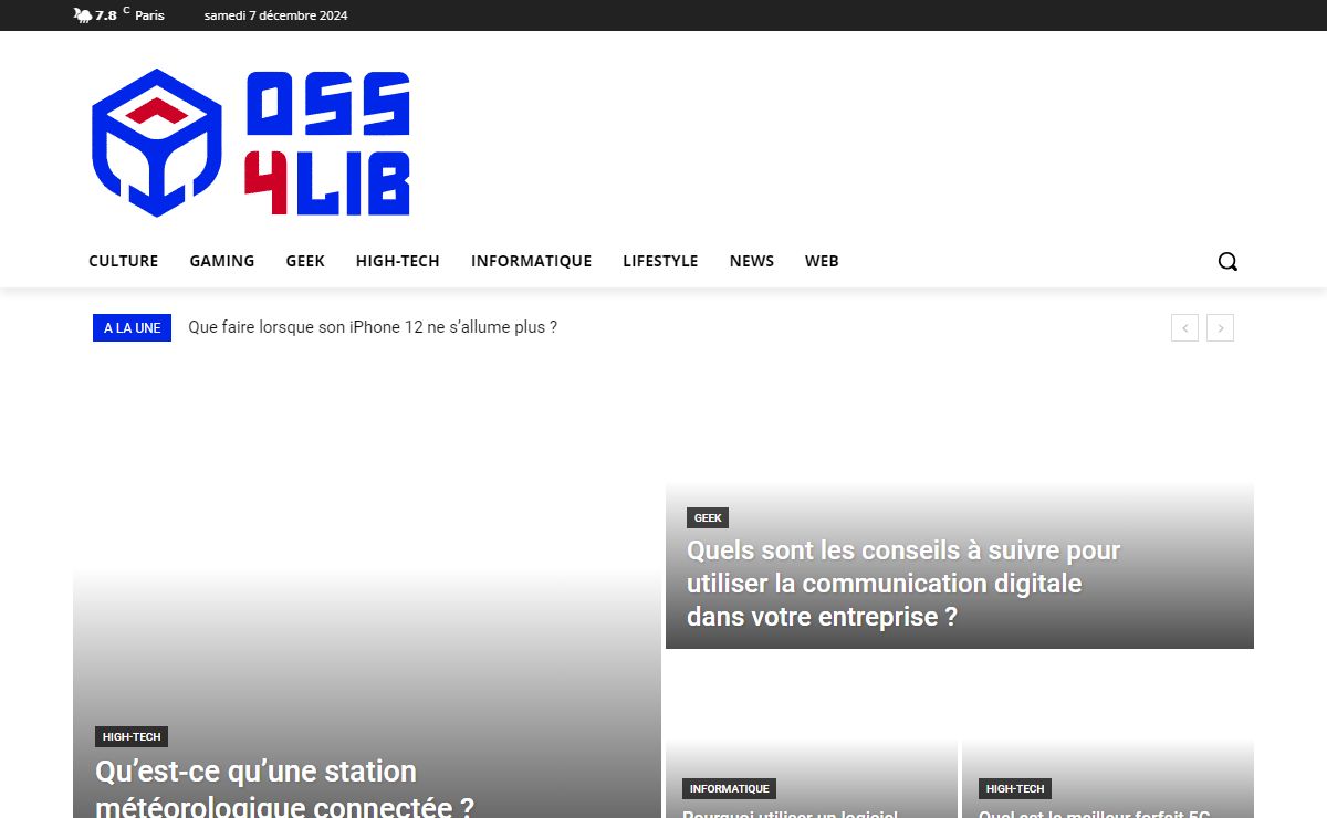 Oss4Lib - Magazine d'information et d'actualité Geek