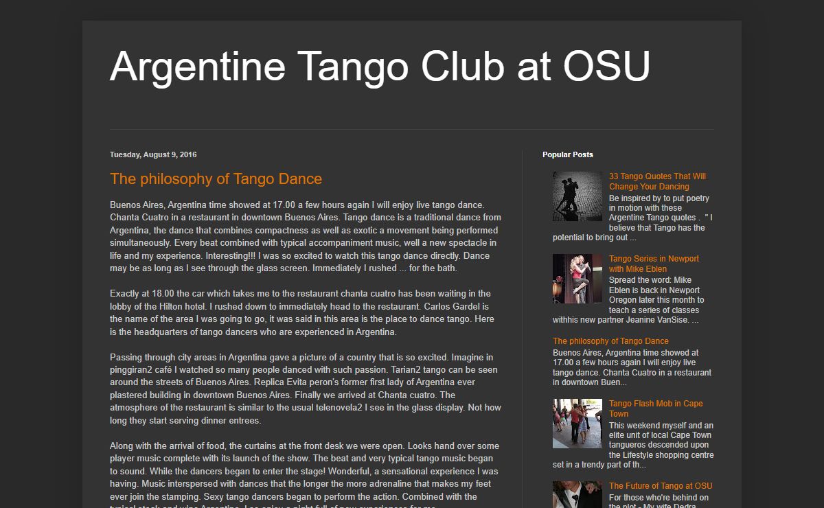 Argentine Tango Club at OSU